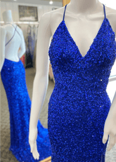 Leona | Mermaid Sparkly Royal Blue Sequin Maxi Prom Dress - Price #price_variant_lowest# - Royal Blue - PromDressClub